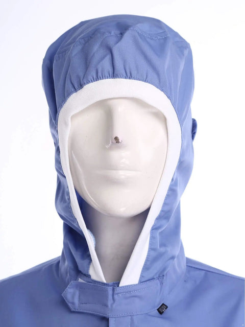 Durable Hooded Lab Coat For Men Women Unisex Cleanroom Lab Jacket In Blue 3X-Large With Hooded Style Ear Loop Options Front Hook Fastener