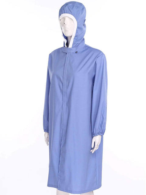 Durable Hooded Lab Coat For Men Women Unisex Cleanroom Lab Jacket In Blue 3X-Large With Hooded Style Front Hook Loop Fastener