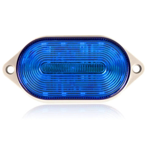 Front view of Blue 110V AC Industrial Signal Light With Flash Mode Tower Lamp For Machinery And Equipment 11 X 5 X 5 Cm Mount Hole 5 Mm 14 Cm Wire N 3051 Compatible Bright Blue LED Warning Indicator.
