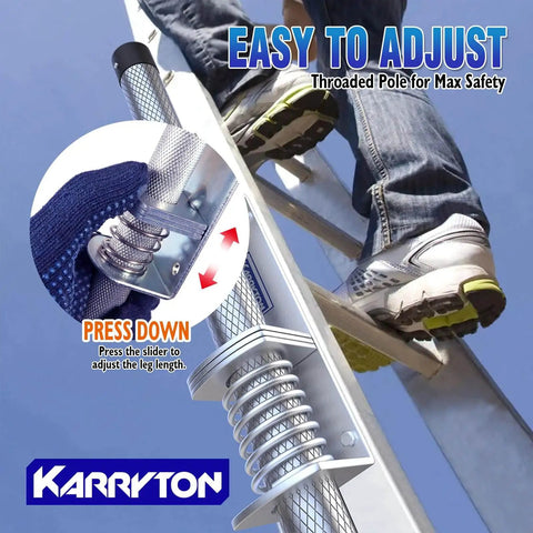 Sturdy Blue Ladder Levelers For Type II, I And IA Extension Ladders Up To 32 Feet With Anti Slip Threaded And Adjustable Legs