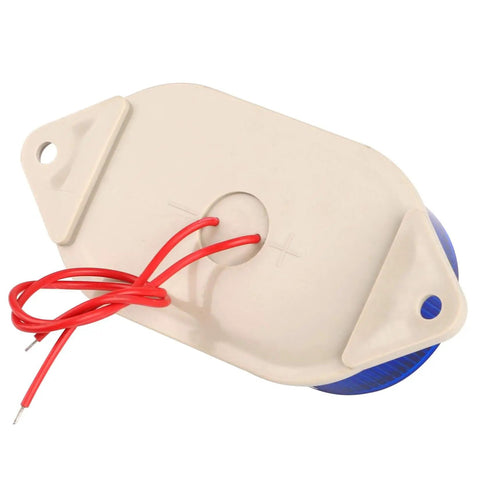 Back view of Blue LED Industrial Signal Light For 12V DC Systems N 3051 with durable plastic housing and red wires