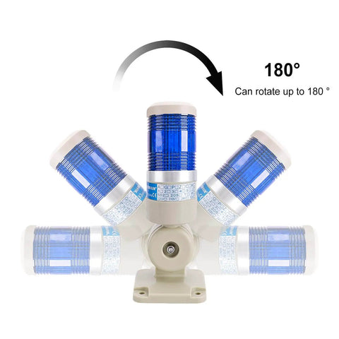 Blue LED Signal Tower Light With 180 Degree Rotating Base For Industrial Automation 24V DC LXY502T1 shown in rotation