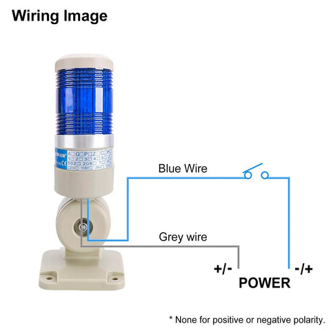 Blue LED Signal Tower Light With 180 Degree Rotating Base For Industrial Automation 24V DC LXY502T1 wiring setup