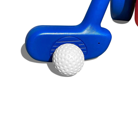 Replacement Golf Balls 2" - Pack of 6 - Oversized Plastic Balls for Beginners or Kids 3+ Years with blue plastic golf club