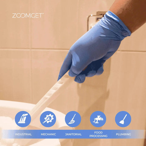 Textured Blue Nitrile Gloves 5 Mil Powder Free Food Safe Large Box Of 100 used in cleaning task
