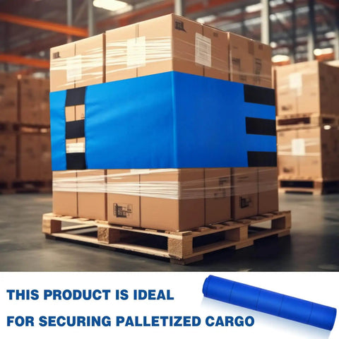 Adjustable Cargo Pallet Straps Bundle For Shipping And Storage Reusable Pallet Wrap Ties 19.3 Inch Wide By 15 Foot Long Bright Blue Oxford Fabric
