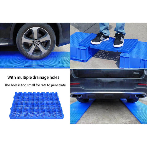 Lightweight Plastic Pallets With Moisture Proof Breathable Grid Ventilation Trays 6 Pack under car in garage space