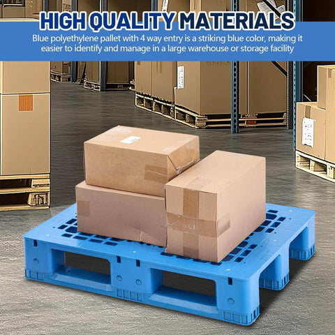 Blue Plastic Pallet 32 Inch By 24 Inch By 6 Inch Breathable Grid Lightweight Beefy Poly For Wet Basements Garages And Outdoor Use