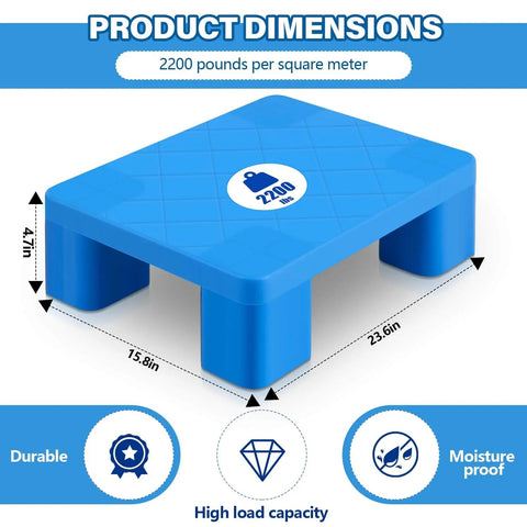 Heavy Duty Plastic Pallet Tray 23.6 By 15.8 By 4.7 Inches Waterproof Storage Pad Lightweight Wear Resistant for Cargo and Oil Drums