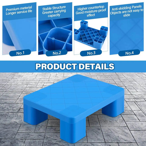 Heavy Duty Plastic Pallet Tray 23.6 By 15.8 By 4.7 Inches Waterproof Storage Pad Lightweight Wear Resistant For Cargo Cartons
