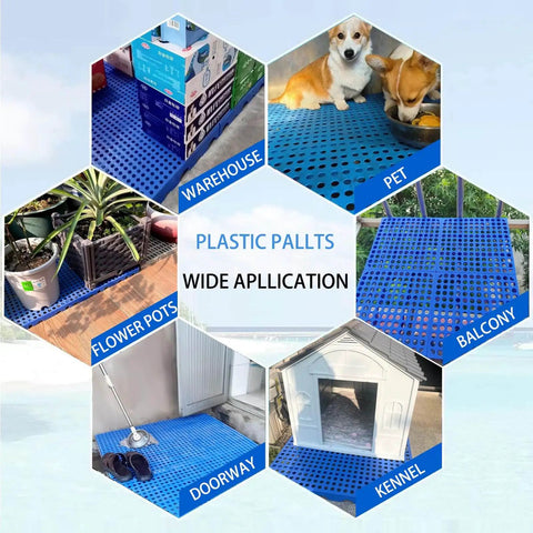 Plastic Pallets For Basement Storage And Garage Use Nestable Lightweight Waterproof Design For Basement Garage And Supermarkets Odorless Premium New PE Material 1000 Lb Heavy Duty Load Capacity Long Lasting Three Year Lifespan in various applications.
