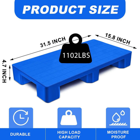 Lightweight Outdoor Plastic Pallet For Basement Storage And Floor Display Waterproof Wear Resistant Non Slip Pallet 31.5 By 15.8 By 4.7 Inches Kritkin