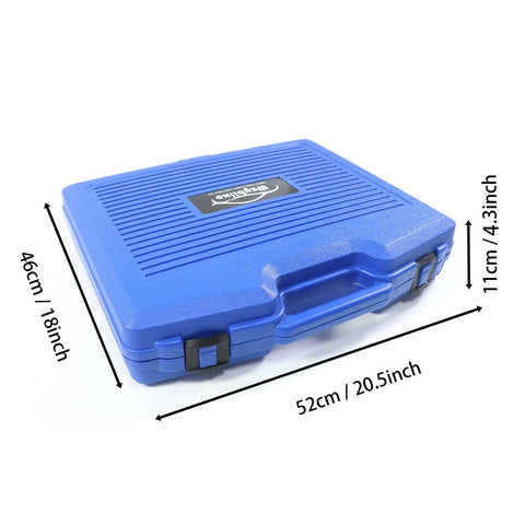 Blue hard plastic storage case for 19-piece Wzyblixo turbo system leakage tester kit; handle and latches.