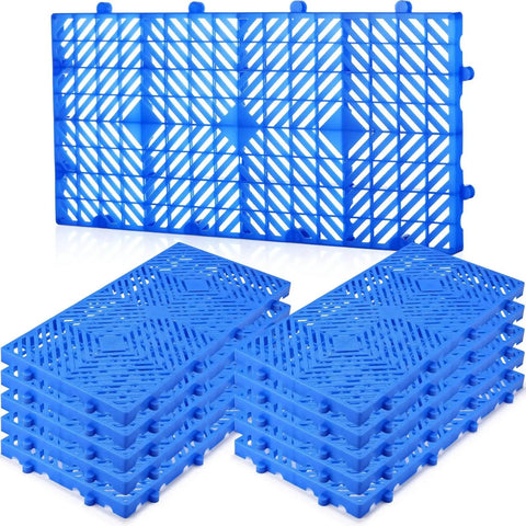 10 Pack Plastic Pallets 23.6 By 11.8 By 1.18 Inches Lightweight Moisture Proof And Waterproof Storage Grid Pallets With Ventilation For Garage Warehouse Supermarket Outdoor Basement Blue