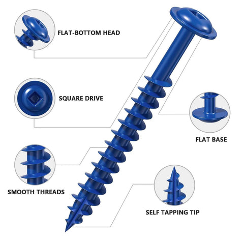 ✝️ Wensilon (Blue) Pocket Hole Screws # 8 * 1" 165pcs 1lbs Square Hole Wood Screws with flat-bottom head and self-tapping tip