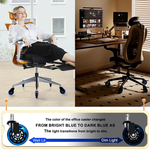 Office Chair Wheels Replacement Set Of Five 3 Inch Soft Non Marking Polyurethane Casters For All Floors Including Hardwood And Carpet Delivers Smooth Quiet Glide For Desk Chairs Blue