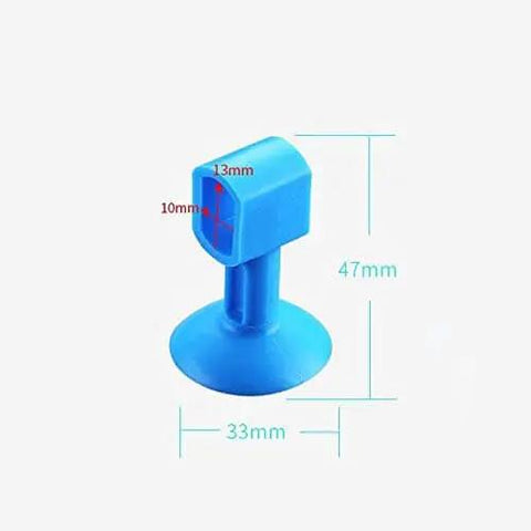 Blue silicone door stopper with measurements, part of Five Piece Silicone Doorknob Wall Mute Pad Set For Door Handles Provides Wall Protection And Quiet Silencing By Absorbing Vibration Noise Anti Collision Cushions Durable Door Stopper For Home Office And Bathroom.