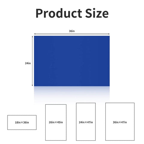 Size comparison chart of Blue Sticky Tacky Mat 24x36 Inches With 150 Sheets for cleanroom lab hospital grade use.