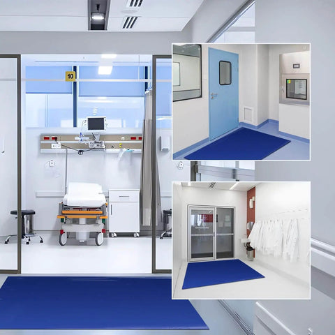 Heavy Duty Sticky Mat Tacky Adhesive Pads 300 Sheets Bulk Pack Includes 18x24 And 24x36 Inch Blue Mats in cleanroom setting