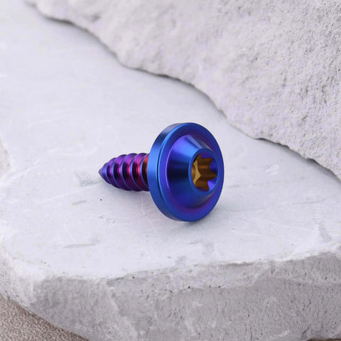 ✝️ Briny River 4Pcs Titanium Screws M5x15mm Torx Head Self Tapping Screw for Motorcycle Bicycle, Burn Blue on stone surface