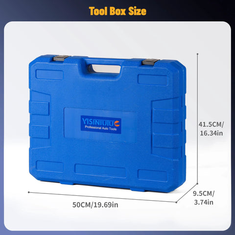 Blue hard-plastic carry case for Universal 28PC radiator pressure tester kit; automotive coolant tools.