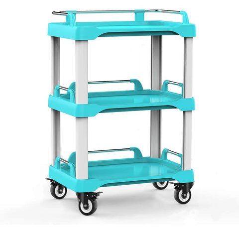 Blue utility cart with 2 Inch Heavy Duty Swivel Caster Wheels Set of 4, Safety Dual Locking Casters with Polyurethane Foam Wheels