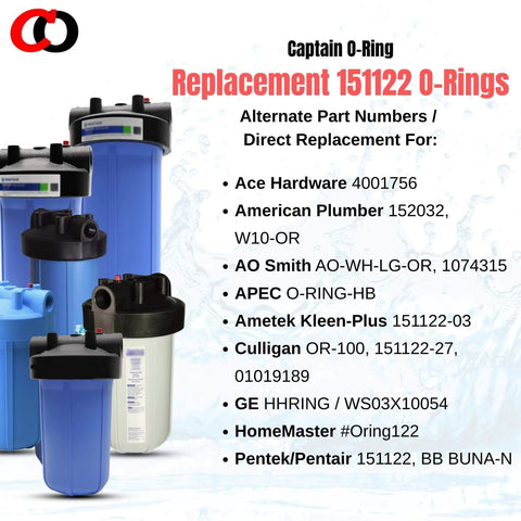 Replacement 151122 O Rings For Pentair Pentek Big Blue Water Filter Housings Buna N Seals shown with compatible filters