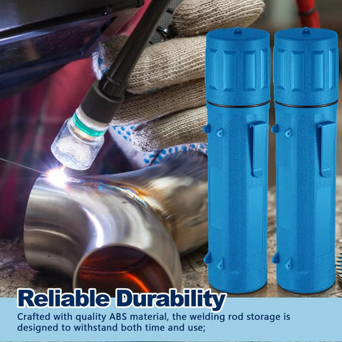 Two Pack 14 Inch Welding Rod Storage Tubes Set for Easy Organization by Zonon next to welding torch on metal pipe