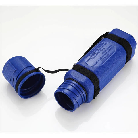 Blue 14 Inch Welding Rod Storage Tube Holder Canister For SMAW Electrodes, 10 Lb Capacity, 1 Pack With Strap, open cap view
