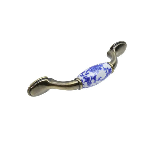 Blue And White Porcelain Pattern Ceramic Cabinet Pulls Set Of Eight With Bronze Finish Screws Included 3 Inch Center Hole Fits Kitchen Cabinets Bathroom Vanities Wardrobes Durable Easy Grip