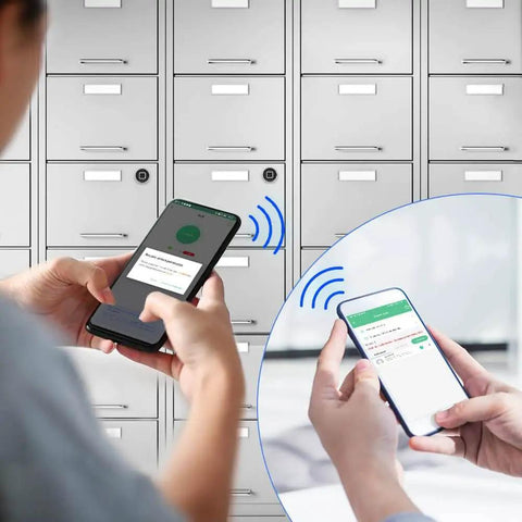 Bluetooth fingerprint drawer lock with three latch sizes fits drawers up to 17mm thick, easy install, smartphone app in use