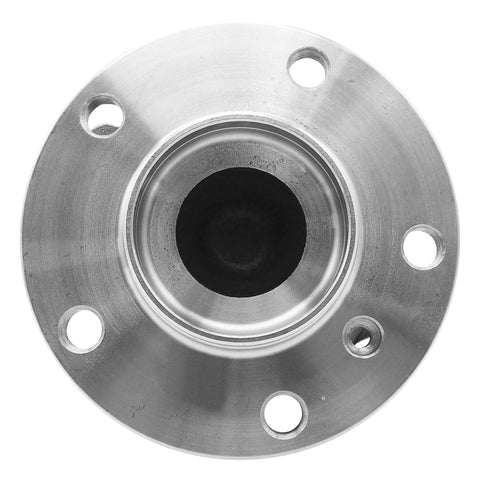 RWD Front Wheel Bearing Hub Assembly Two Piece Replacement For BMW 5 Series 2012 Through 2018, top view, metal, 5-lug holes