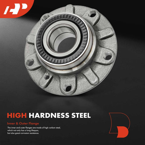 Two Pack Front Wheel Bearing And Hub Assembly For BMW E38 740i 1995 1997 2001 close-up of high hardness steel flange