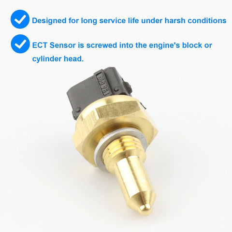 Coolant temperature sensor (ECT) with brass threaded body and black plastic connector