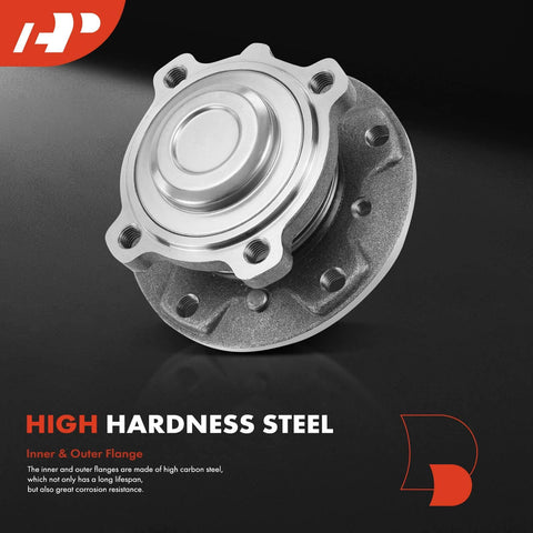 Beefy Front Wheel Bearing And Hub Assembly For BMW 1 Series M 2011, M3 2008-2013, M5 2006-2010, M6 2006-2010 shown in steel material.
