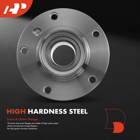 Two Front Wheel Bearing And Hub Assembly With ABS Ring For BMW 3 Series 5 Series And 7 Series 2 Pack, steel construction