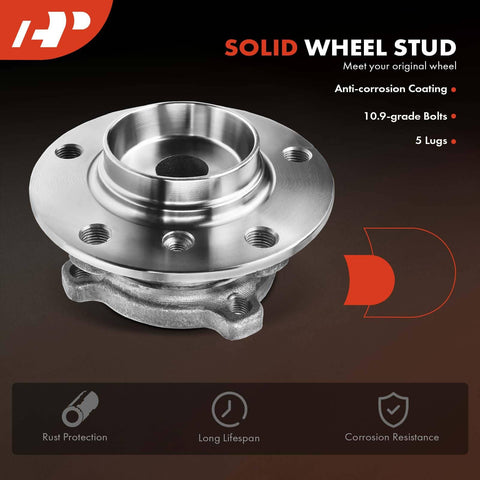 Front Wheel Bearing And Hub Assembly For BMW 745i 745Li 750i 750Li 760i 760Li Alpina B7 2002 to 2008 Direct Fit