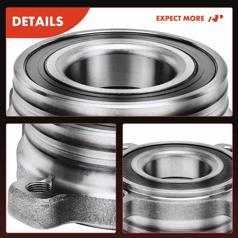 Two Premium Rear Wheel Bearing And Hub Assembly Kit For BMW Fits 525i 528i 530i 535i 535i GT 535xi 540i 545i 550i 550i GT And M5 From 1997 To 2010 High Quality Direct Fit, close-up view