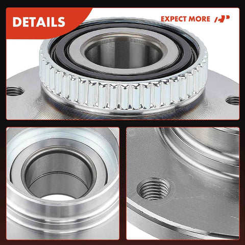 Close-up of Two Front Wheel Bearing And Hub Assembly With ABS Ring For BMW 3 Series 5 Series And 7 Series 2 Pack Fits A Ton Of Models