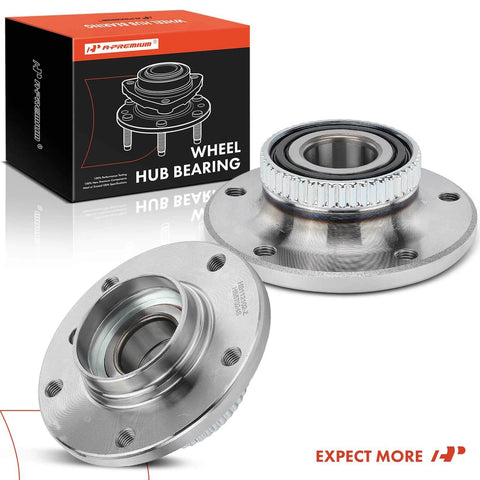 Two Front Wheel Bearing And Hub Assembly With ABS Ring For BMW 3 Series 5 Series And 7 Series 2 Pack