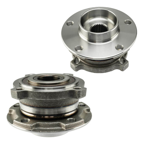 Front Wheel Bearing Hub Assembly For BMW X5 2007 To 2018 And BMW X6 2008 To 2019 Direct Fit Replacement Kit, front and side view