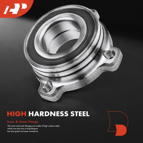 Close-up of a high hardness steel flange from the Two Premium Rear Wheel Bearing And Hub Assembly Kit for BMW 1997-2010