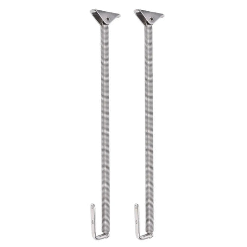 Pair of 250mm 316 stainless steel boat hatch support springs with fixed cable and brackets
