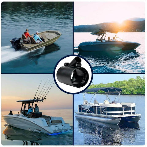Collage of various boats with Outboard Rigging Hose Flange Union With Port Black Boat Cable Entry Sleeve And Rigging Tube.