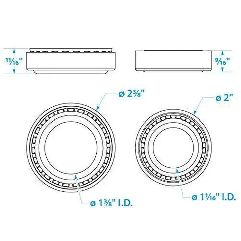 Diagram of Beefy Boat Trailer Wheel Bearing Kit for 84 Spindle with Two Bearings and Races, Double Lip Seal