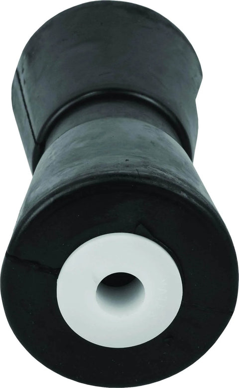 Front view of 11215-1 Heavy Duty Boat Trailer Roller, Rubber Shaft Keel, Black, 7.5-Inch x 5/8-Inch for smooth motion.