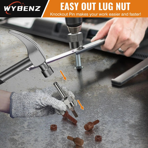 15 Piece Bolt Extractor Set For Three Eighths Inch Drive Impact Tools in use, showing removal of stripped and rusted fasteners