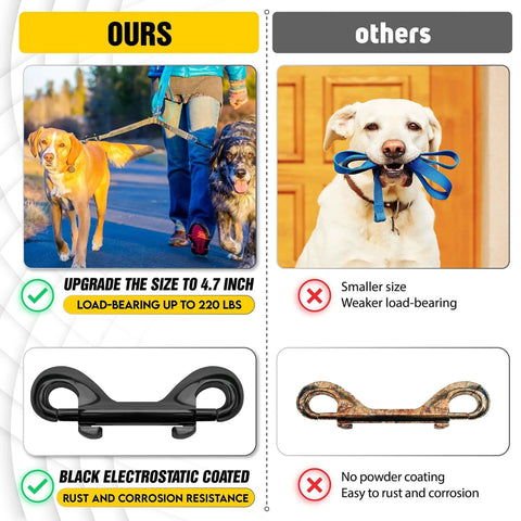 Comparison of 4.7 Inch Double Ended Bolt Snap Hooks With 220 Lbs Capacity Heavy Duty Rust Resistant Zinc Alloy Clips vs smaller, rust-prone hooks