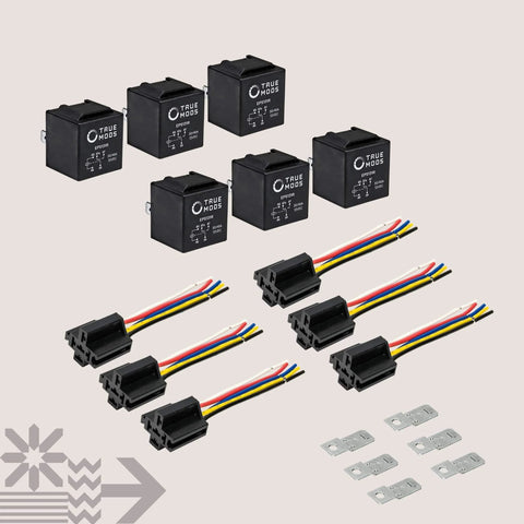 Bosch Style 12V 5 Pin SPDT Relay Kit Beefy 40A 30A Heavy Duty Automotive Relays Interlocking Harness Socket Holder 6 Pack