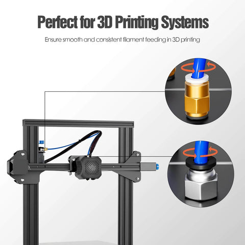 Push To Connect Bowden PTFE Tube Fittings PC4 M10 And PC4 M6 for 1.75mm filament on 3D printer frame